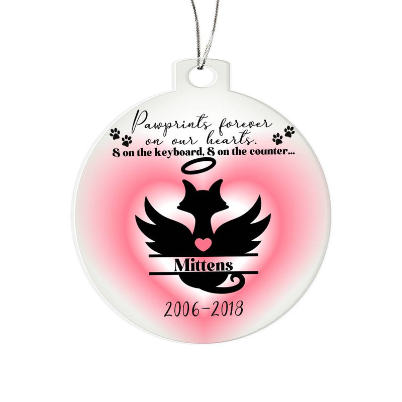 Personalized Cat Angel in Memoriam Acrylic Ornament Plaque