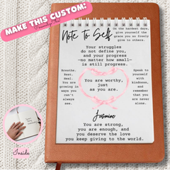 Personalized Name, Note to Self, Affirmations Journal|Coquette Pink Bow, Gift for Her, Girlfriend, Daughter, BFF, Wife, Mom, Aunt