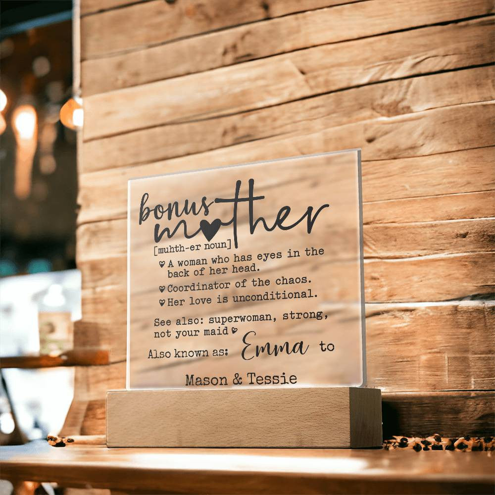 Bonus Mother Personalized Definition Keepsake Plaque | Custom bonus mom & kids names | Mother’s Day, Birthday,Christmas
