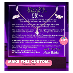 Like a Girl Lit Personalized Keepsake Message & Alluring Beauty Necklace Gift Bundle