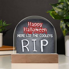 Personalized & Lit Happy Halloween from YOUR FAMILY NAME Tombstone Light Sign