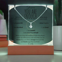 You are Enough Lit Personalized Affirmation Message & Alluring Beauty Necklace Gift Bundle