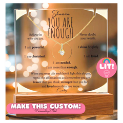 You are Enough Lit Personalized Affirmation Message & Alluring Beauty Necklace Gift Bundle