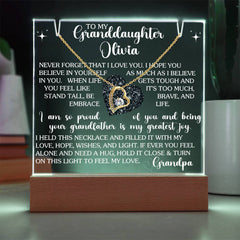 Granddaughter Custom Lit Keepsake Message Plaque & Necklace Gift Bundle