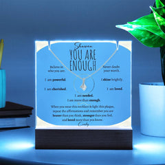 You are Enough Lit Personalized Affirmation Message & Alluring Beauty Necklace Gift Bundle