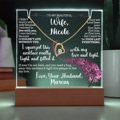 To my Wife Custom Keepsake Plaque & Necklace Gift Bundle