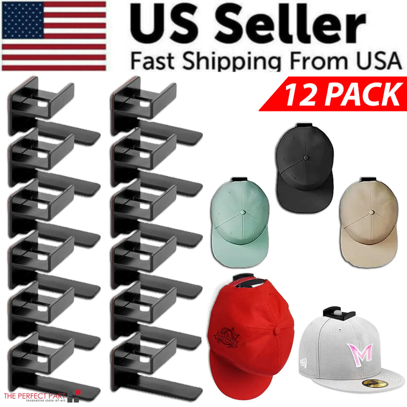 Baseball Cap Hat Rack Wall Door Hanger Holder Storage Organize 12 Hooks Adhesive