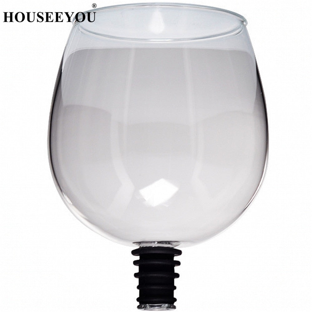 HOUSEEYOU Tasse créative en verre de vin rouge et de champagne avec joint en silicone pour boire directement à partir de la bouteille, verres en cristal, tasse à cocktail 260 ml