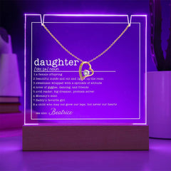 Daughter Definition Custom Lit Keepsake & Necklace Gift Bundle