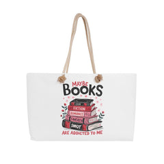 For Her Personalized Weekender Tote Bag Books are Addicted to Me | Book lover, Book worm, Friend, Bestie, Daughter, Niece, Aunt, Mom, Grandmother