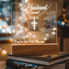 To My Husband - Personalized & Lit Keepsake and Cross Necklace Bundle