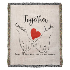 Personalized Together Pinky Hold Hands Heirloom Woven Blanket