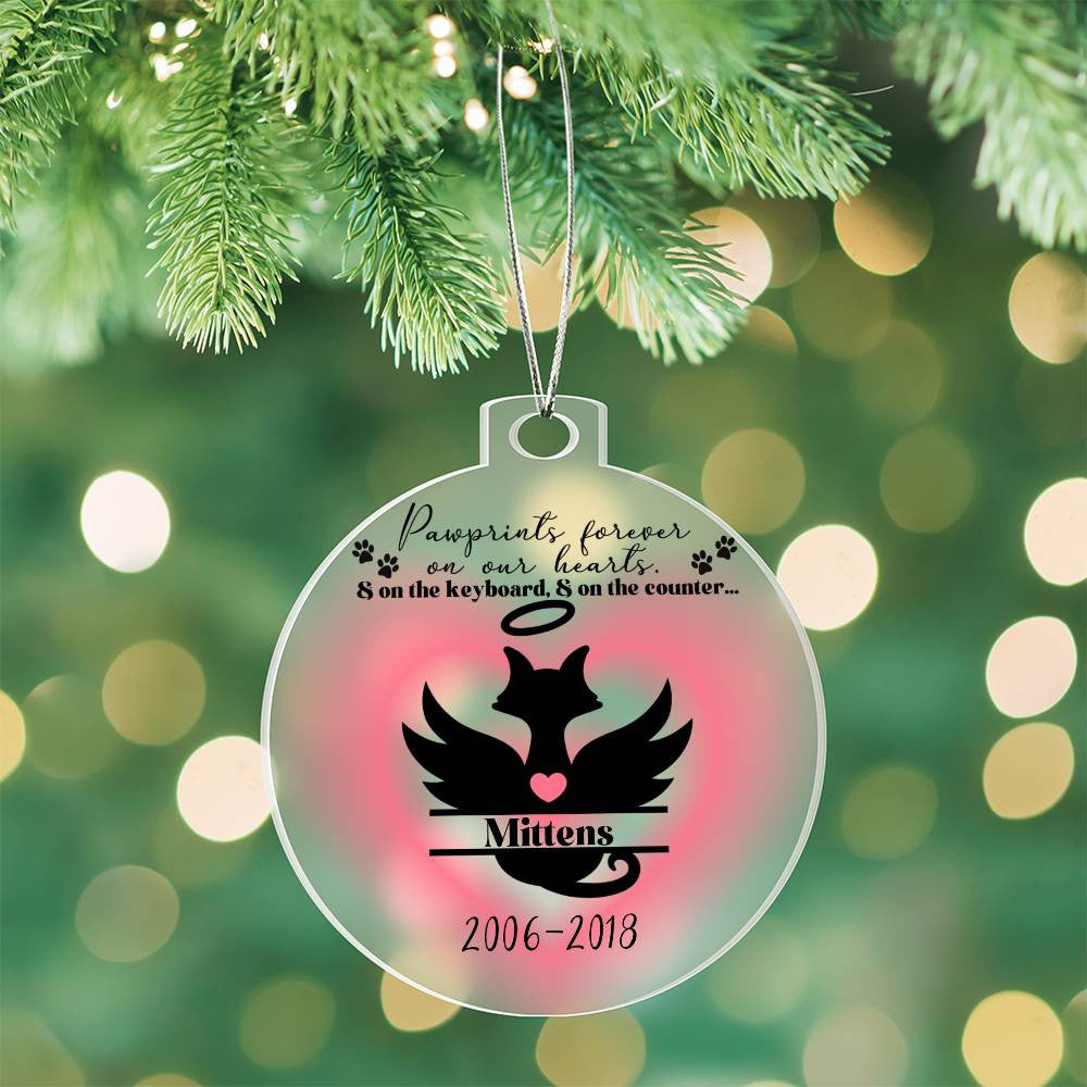 Personalized Cat Angel in Memoriam Acrylic Ornament Plaque