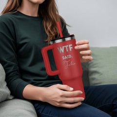 WTF Personalized Name Travel Mug