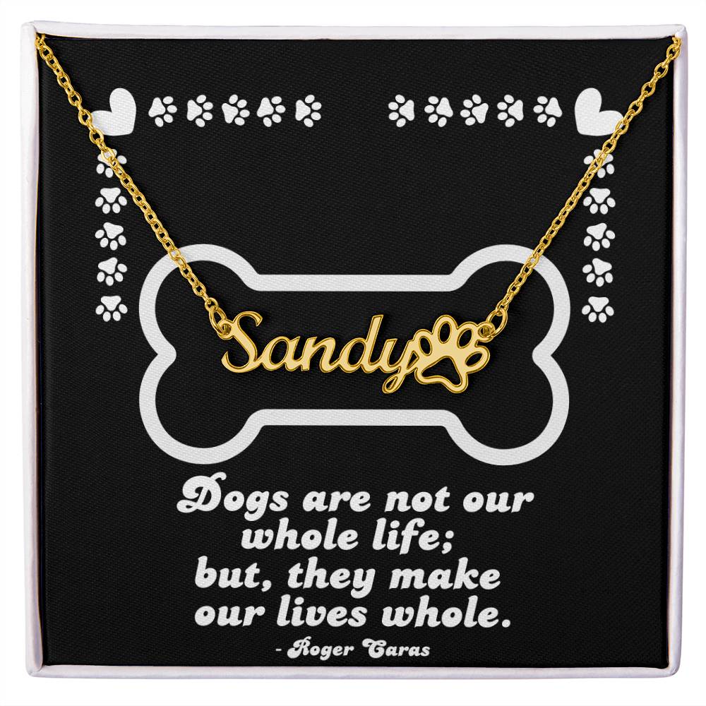 Fundraiser for Mandi - Personalized Dog Name Paw Print Necklace in  Yellow Gold or Polished Stainelss Steel