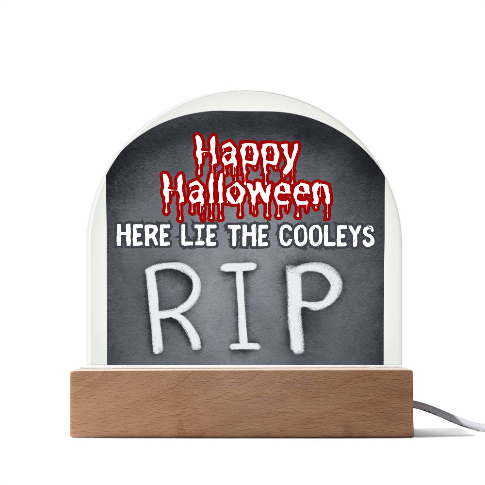 Personalized  Happy Halloween Light -  Tombstone Acrylic Plaque Sign