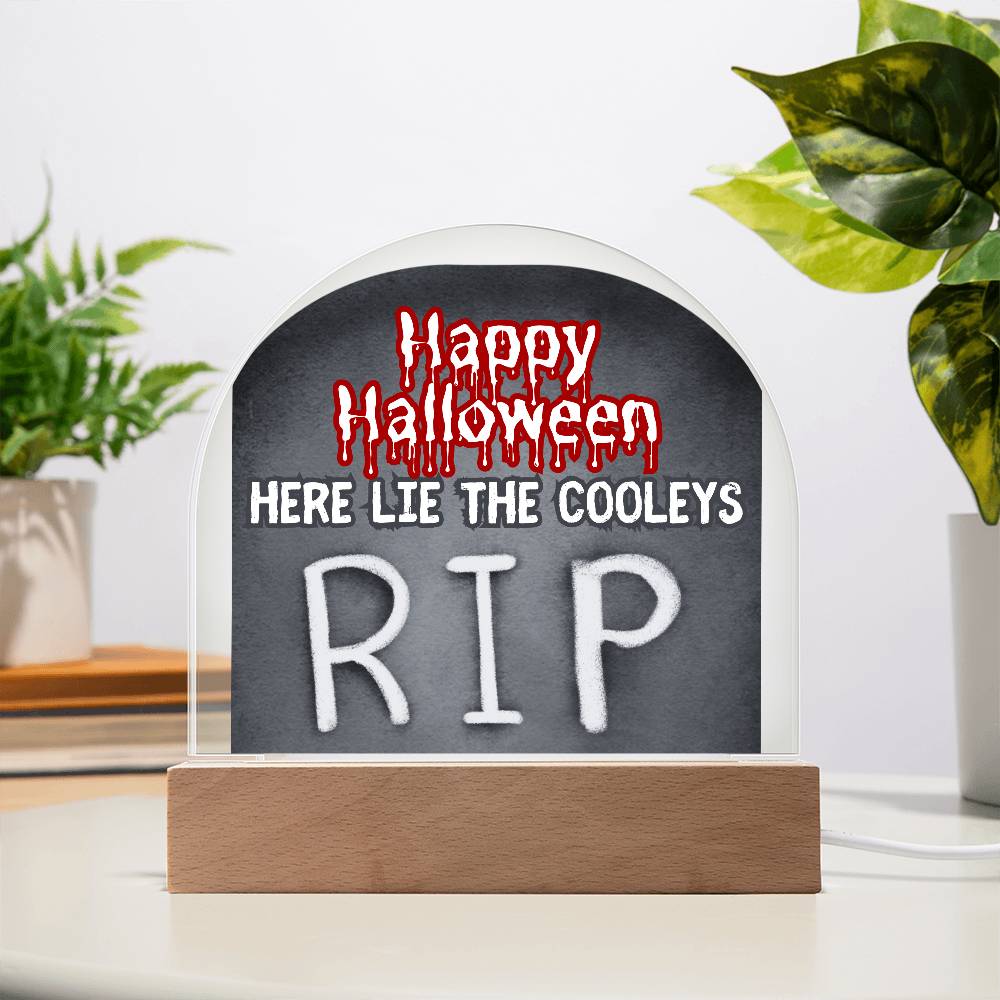 Personalized  Happy Halloween Light -  Tombstone Acrylic Plaque Sign