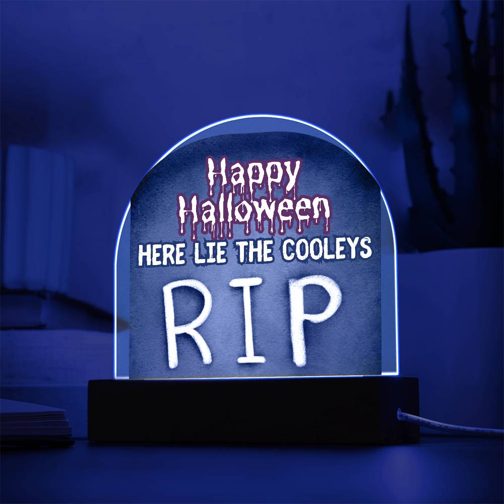 Personalized  Happy Halloween Light -  Tombstone Acrylic Plaque Sign