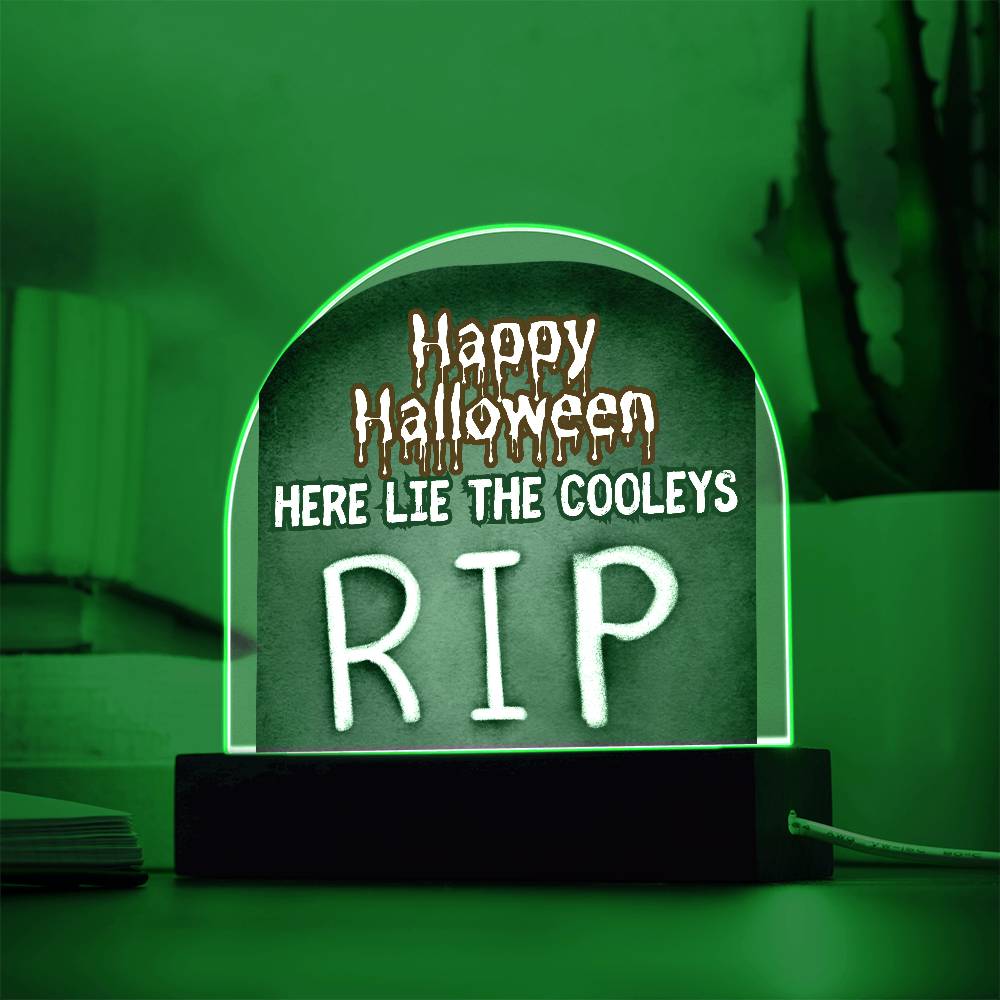 Personalized  Happy Halloween Light -  Tombstone Acrylic Plaque Sign