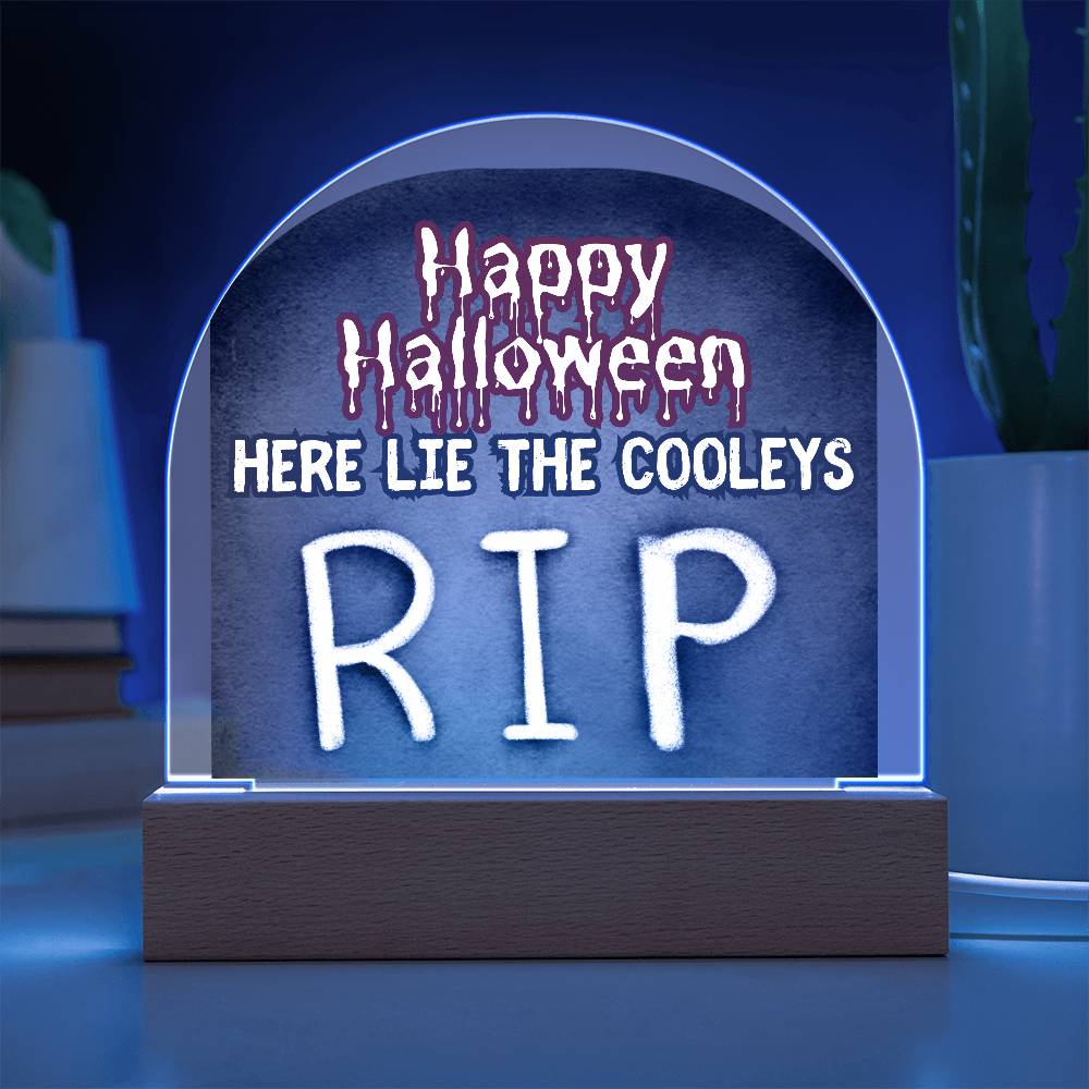 Personalized  Happy Halloween Light -  Tombstone Acrylic Plaque Sign