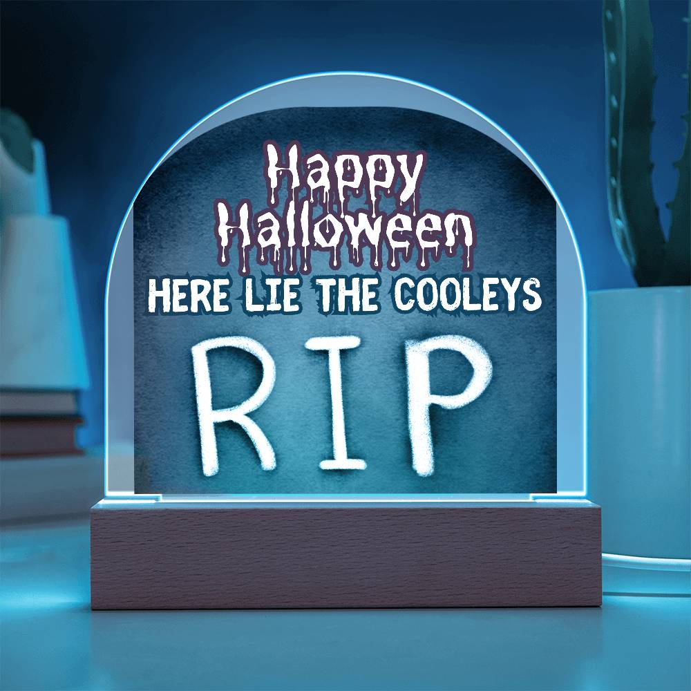 Personalized  Happy Halloween Light -  Tombstone Acrylic Plaque Sign