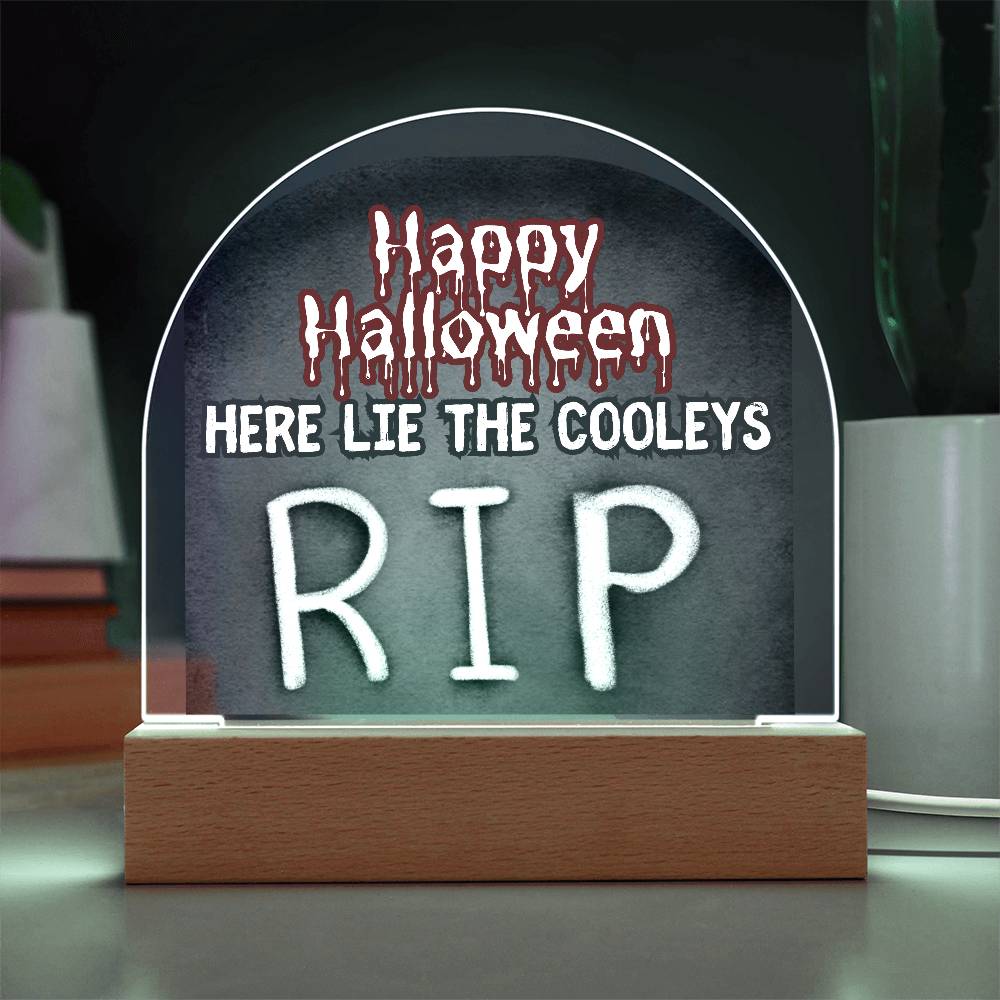 Personalized  Happy Halloween Light -  Tombstone Acrylic Plaque Sign