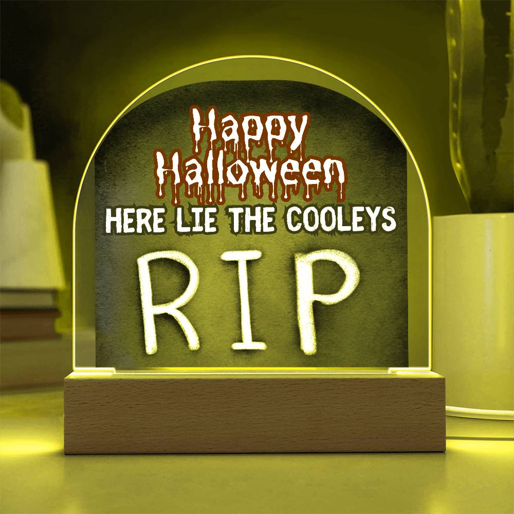 Personalized  Happy Halloween Light -  Tombstone Acrylic Plaque Sign