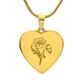 Engraved Birth Flower Personalized Heart Necklace