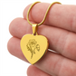 Engraved Birth Flower Personalized Heart Necklace