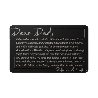 To Dad from Kid(s) Engraved Wallet Card Message