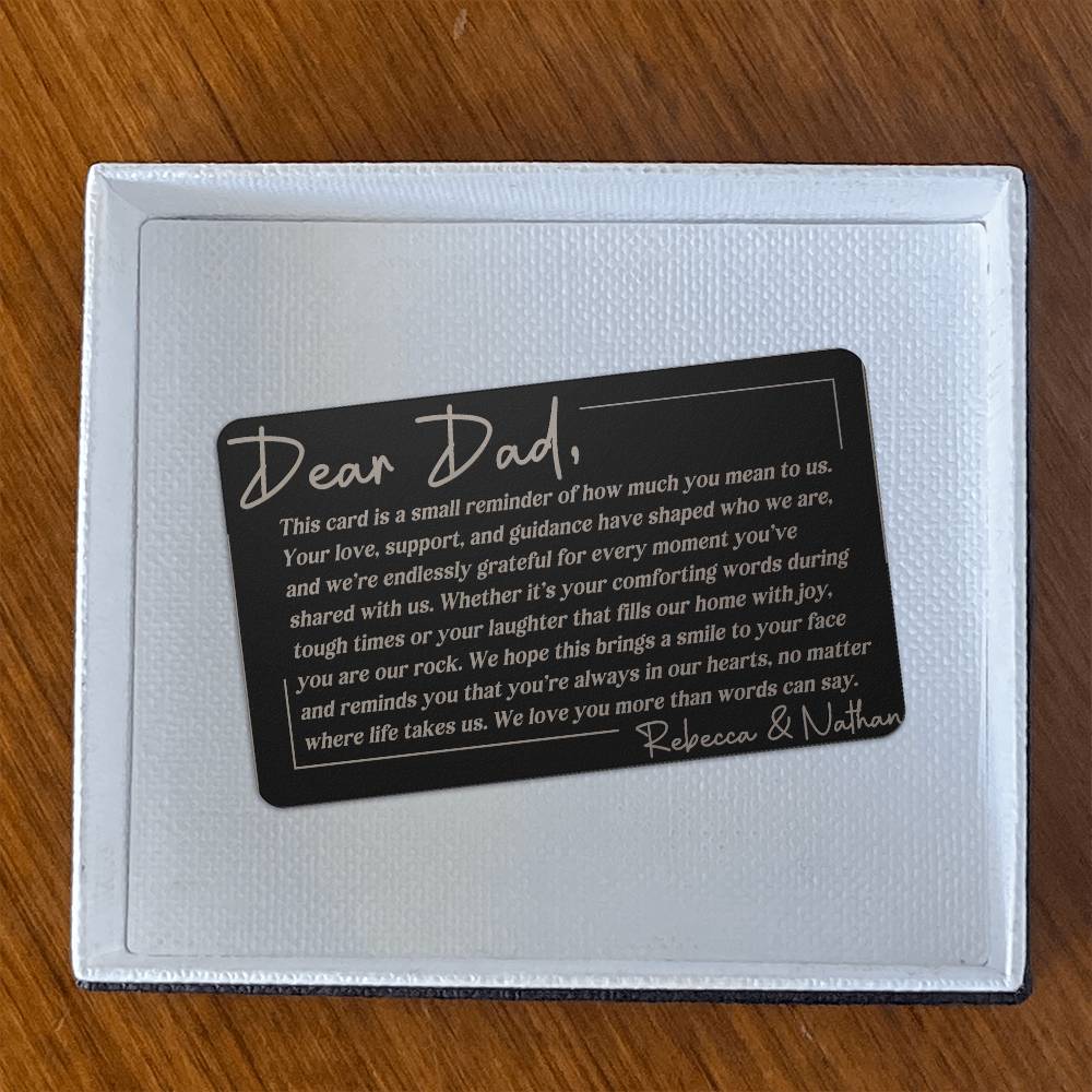 To Dad from Kid(s) Engraved Wallet Card Message