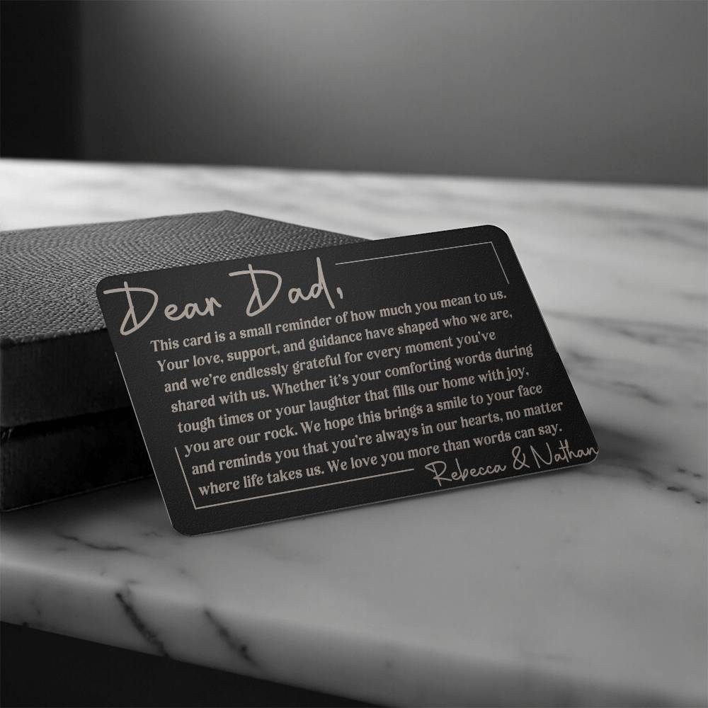 To Dad from Kid(s) Engraved Wallet Card Message