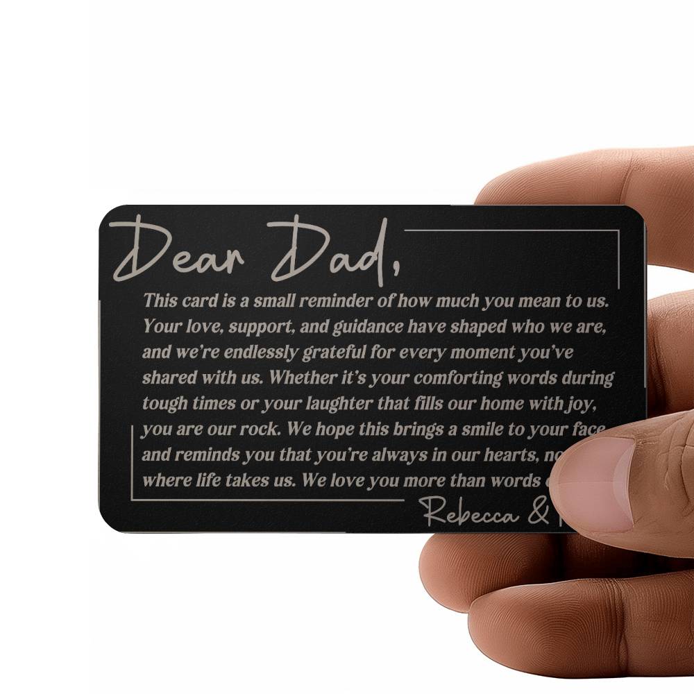 To Dad from Kid(s) Engraved Wallet Card Message