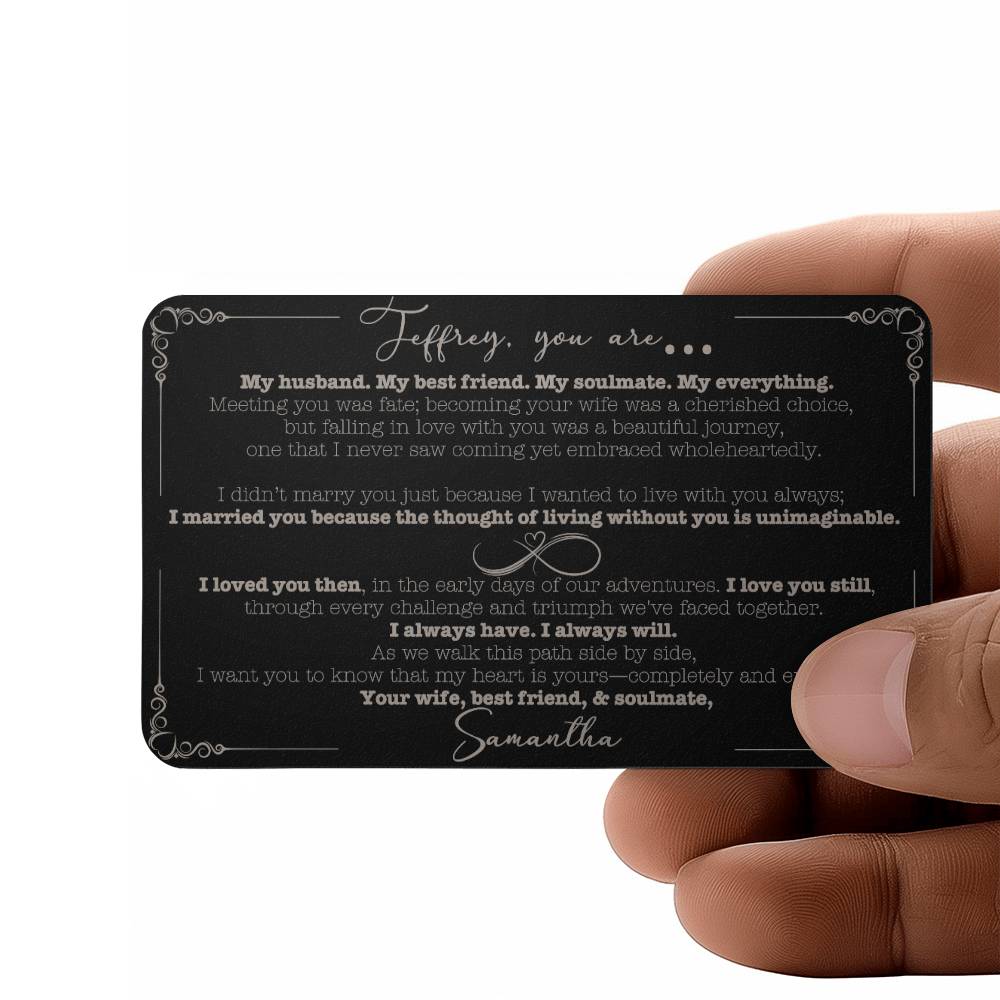 To my Husband Engraved Wallet Card - Love Always Message