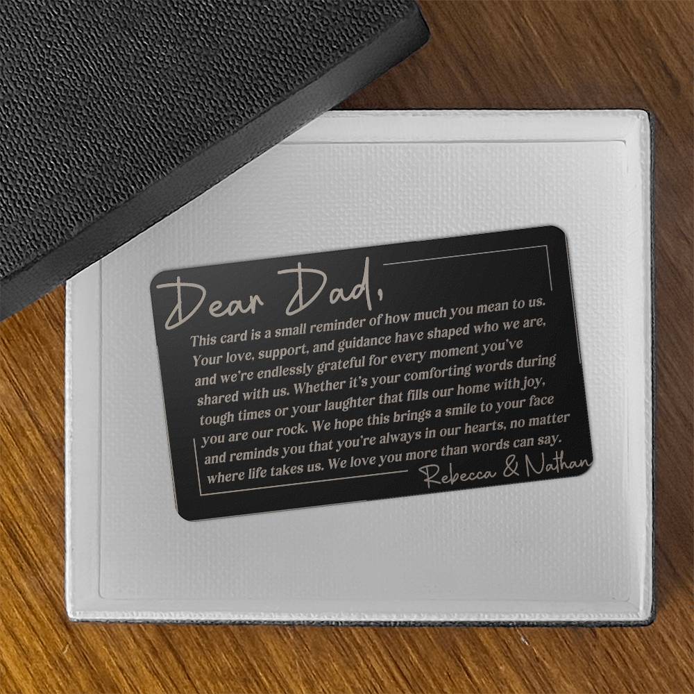 To Dad from Kid(s) Engraved Wallet Card Message