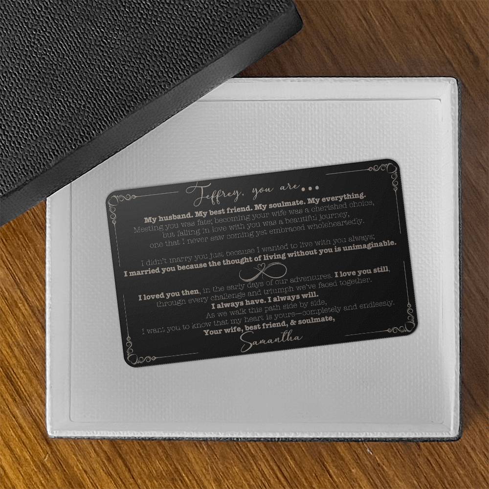 To my Husband Engraved Wallet Card - Love Always Message