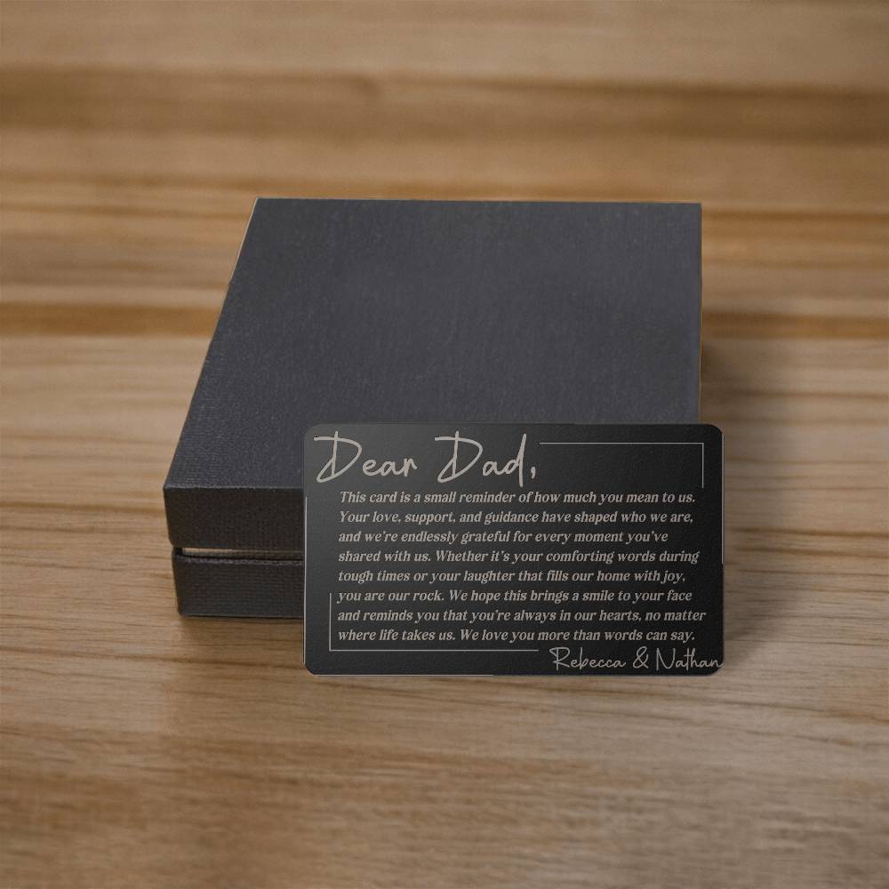 To Dad from Kid(s) Engraved Wallet Card Message