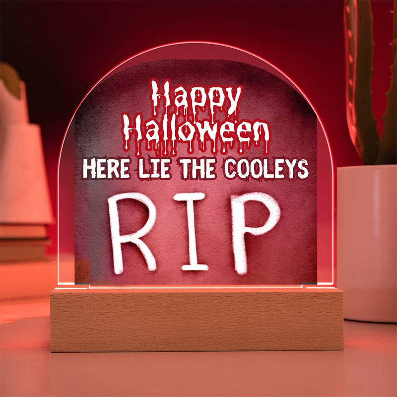 Personalized  Happy Halloween Light -  Tombstone Acrylic Plaque Sign