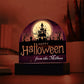 Personalized Happy Halloween Light - Haunted House Acrylic Plaque Sign