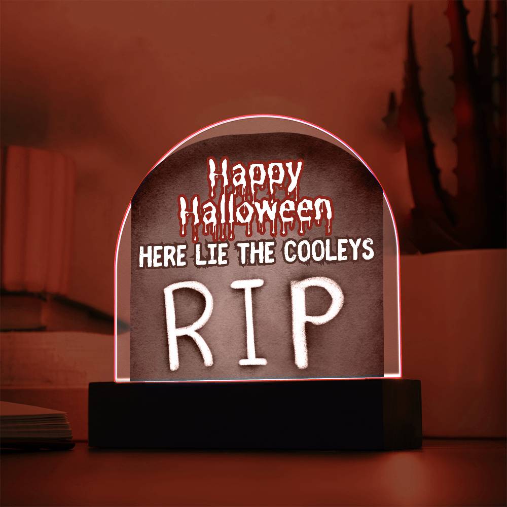 Personalized  Happy Halloween Light -  Tombstone Acrylic Plaque Sign