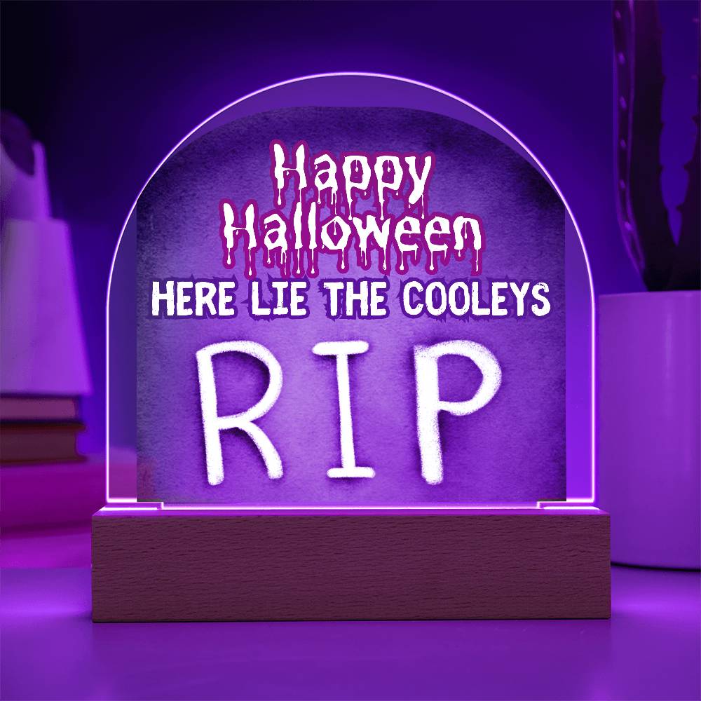 Personalized  Happy Halloween Light -  Tombstone Acrylic Plaque Sign