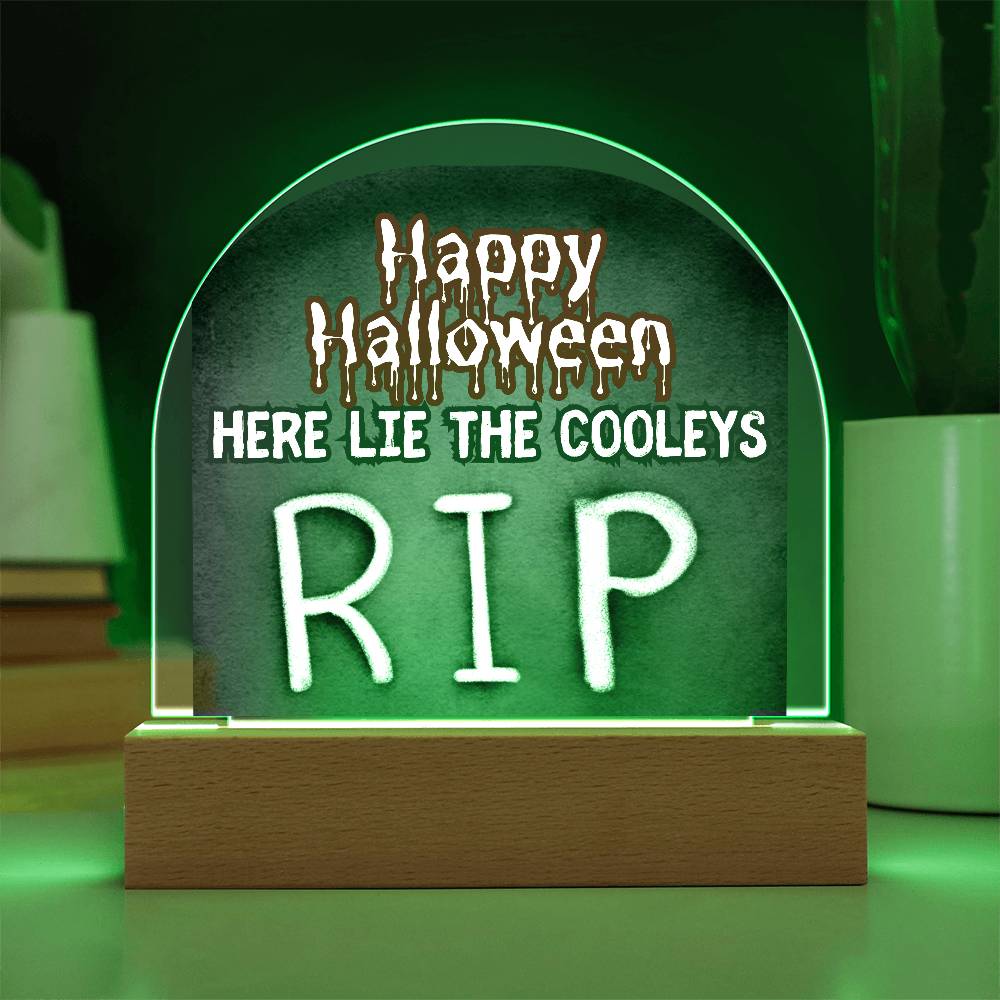 Personalized  Happy Halloween Light -  Tombstone Acrylic Plaque Sign