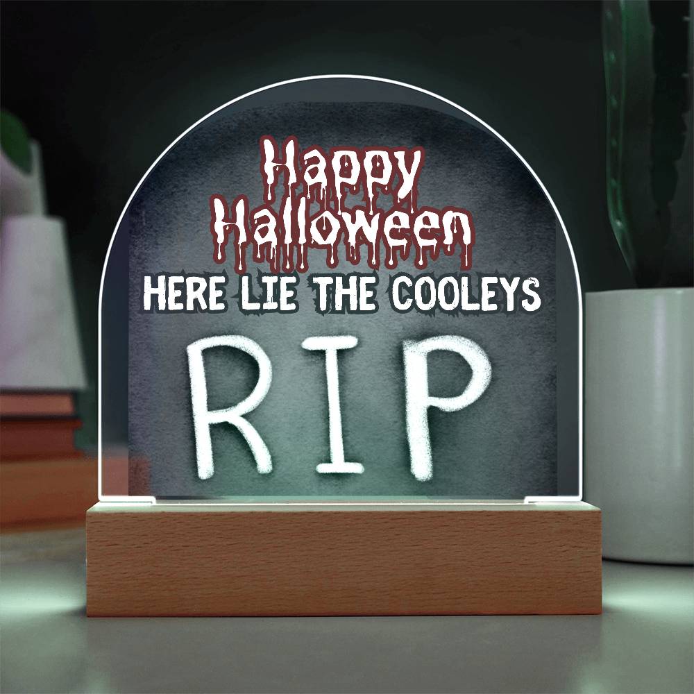 Personalized  Happy Halloween Light -  Tombstone Acrylic Plaque Sign