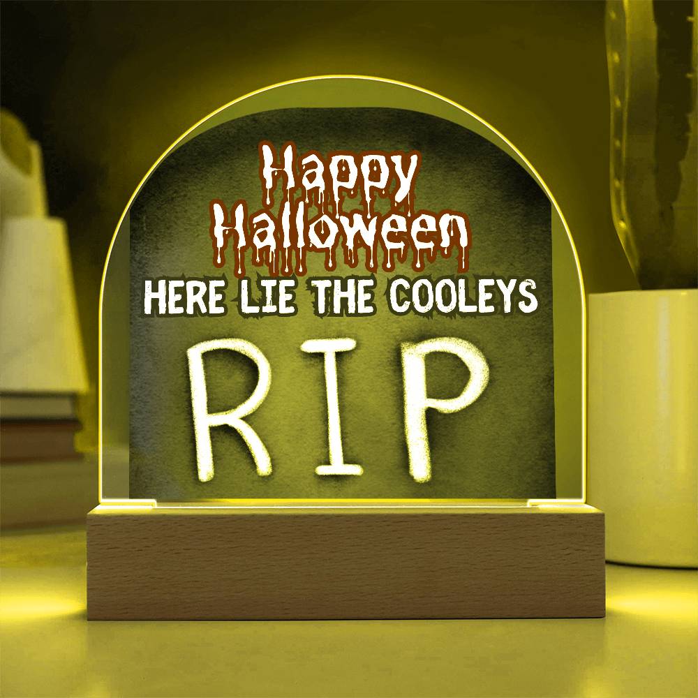 Personalized  Happy Halloween Light -  Tombstone Acrylic Plaque Sign