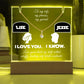 o my Wife, Love your Husband. I love you. I know. Alluring Beauty Necklace & Personalized Keepsake Plaque in White Font. White or Yellow Gold. **EXCLUSIVE NEW PRODUCT**
