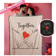 Personalized Together Pinky Hold Hands Heirloom Woven Blanket