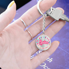 Besties Ride or Die Personalized Graphic Circle Keychain