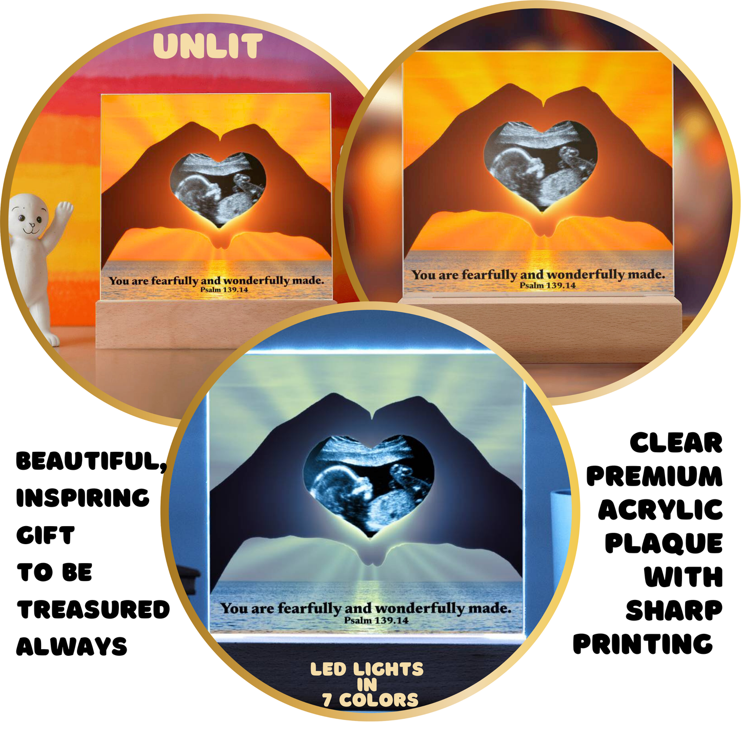 For Mom to Be or Baby| Wonderfully Made Psalm 139.14 Personalized Scan Sonogram Ultrasound Pic | Christian Gift Mother’s Day, Baby Shower, Christmas