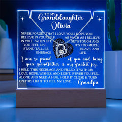 Granddaughter Custom Lit Keepsake Message Plaque & Necklace Gift Bundle