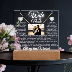 To my Wife Custom Photo Keepsake Plaque & Necklace Gift Bundle